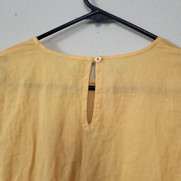Roper Womens Boho Cottagecore Peasant Bell Sleeve Organic Cotton Yellow Top‎ XS - Picture 4 of 12